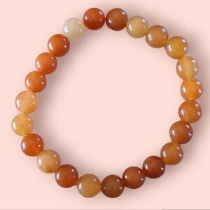 Orange Aventurine Gemstone Bracelet Orange/White